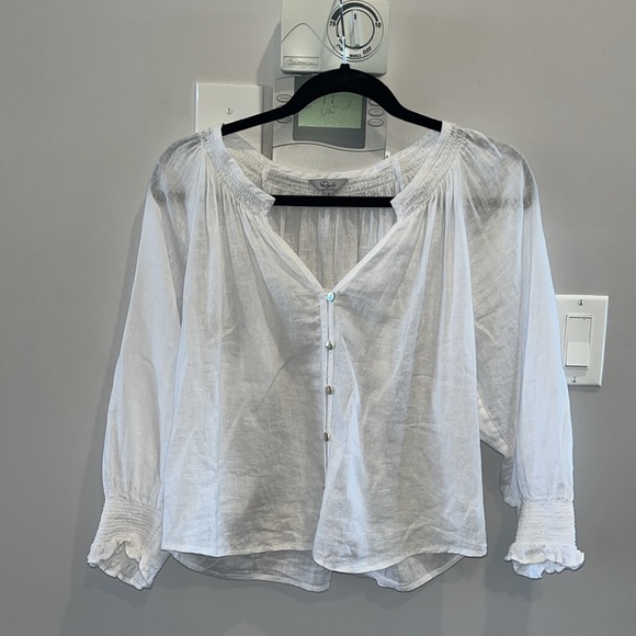 Rails Mariah Linen Button Front Top White - Picture 7 of 11